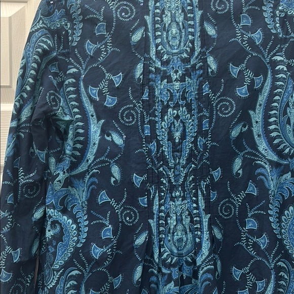 Talbots vintage Petite Blue Paisley Relaxed Graphic Blouse - Picture 9 of 13